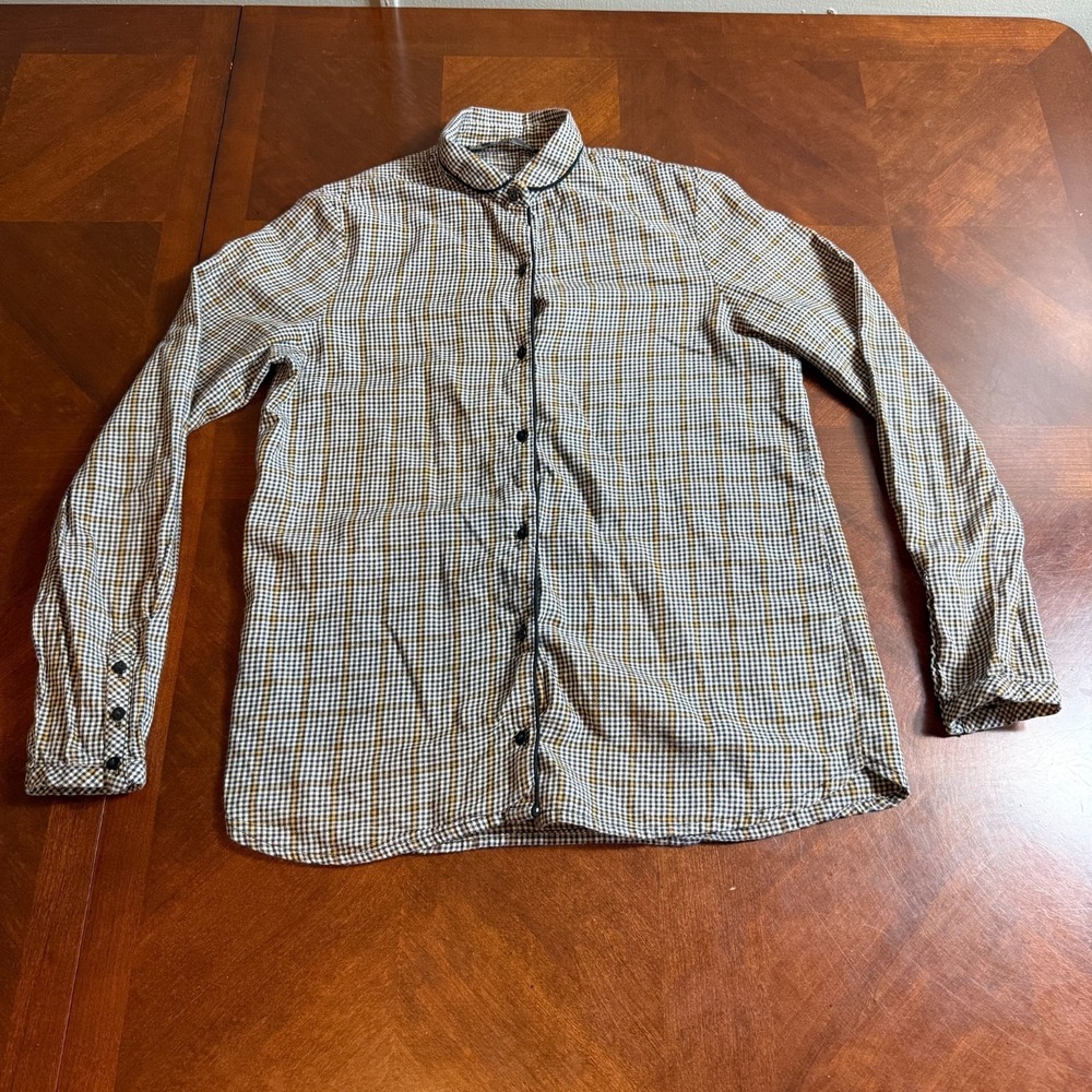 ZARA Women's brown Plaid Button Down Shirt Long Sleeve Size XS